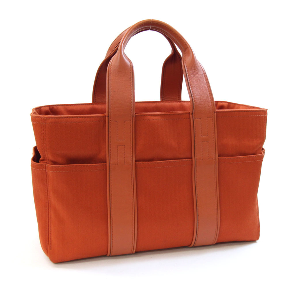 Hermes Acapulco PM Handbag, Orange Canvas Leather H Tote, Women's HERMES